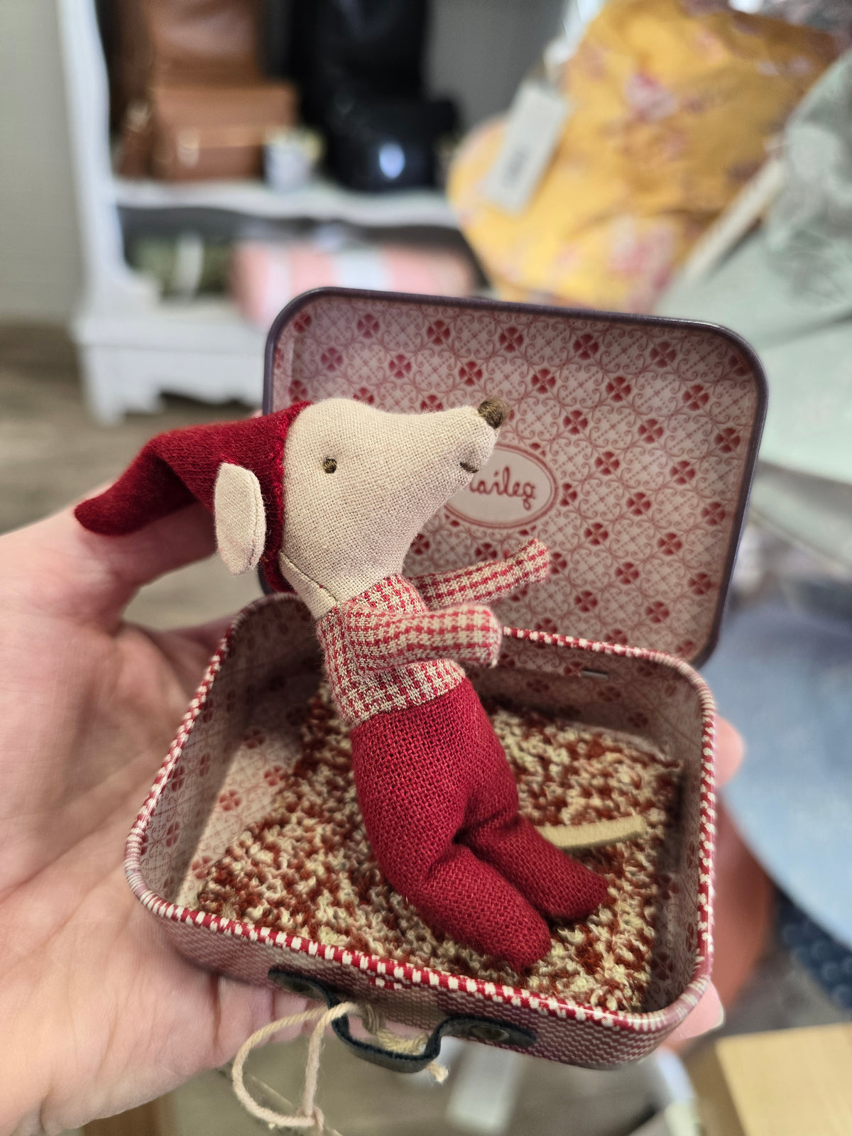 Maileg Christmas Mouse Baby in Suitcase