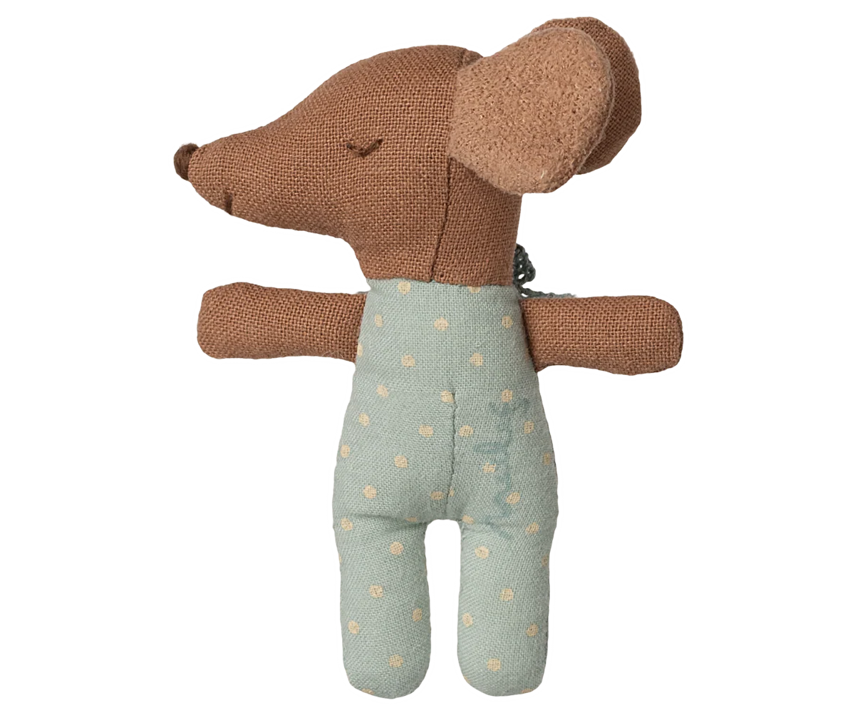Maileg Sleepy Wakey Baby Mouse in Matchbox Blue 2025