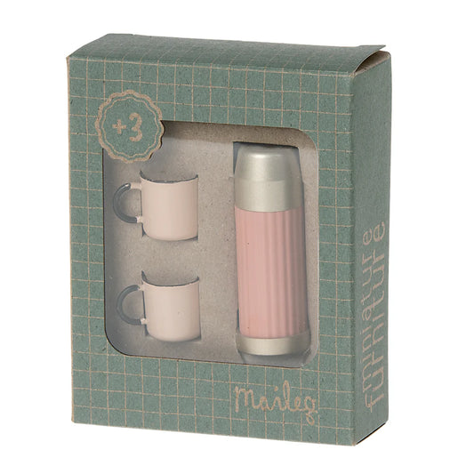 Maileg Miniature Thermos & Cups Coral