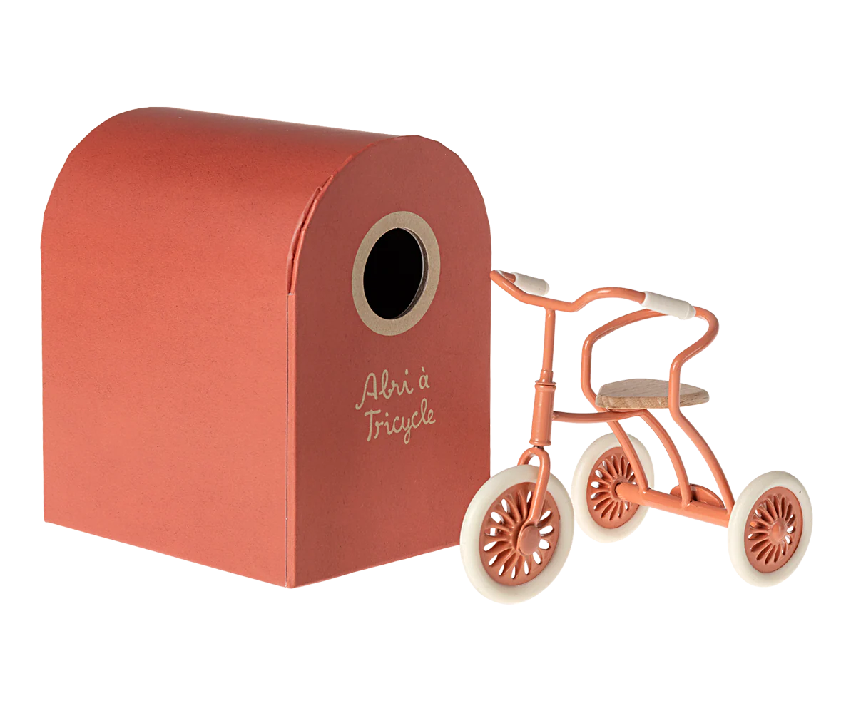 Maileg Abri a Tricycle Mouse Coral