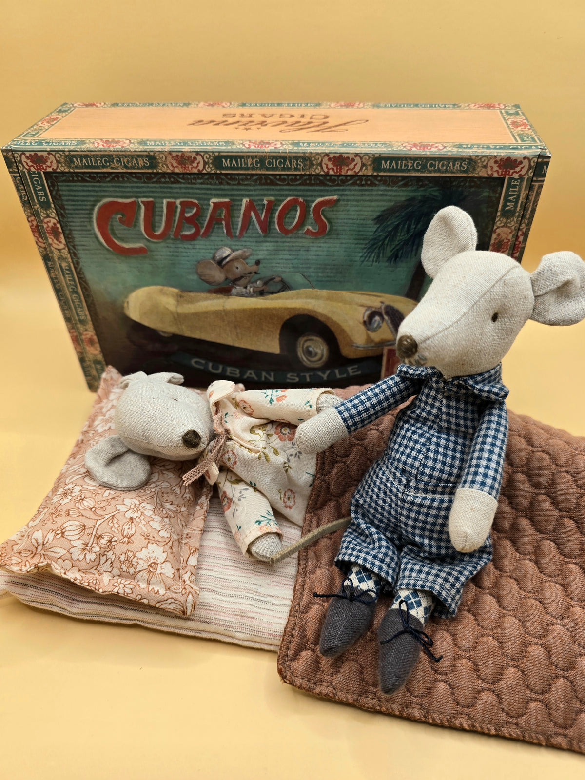 Maileg Grandma & Grandpa Mice in Cigar Box