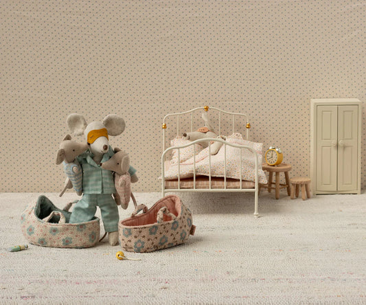 Maileg Baby Mouse in Carry Cot Rose