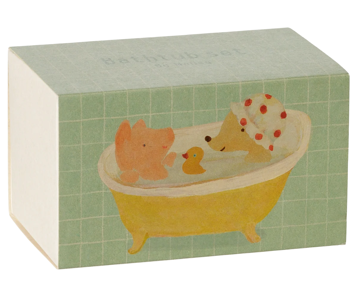 Maileg Bathtub Set Mouse Yellow
