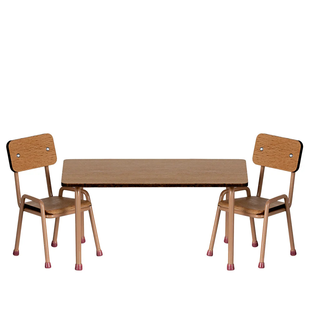Maileg Table & Chair Set Mouse Dark Powder