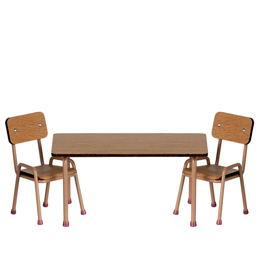 Maileg Table & Chair Set Mouse Dark Powder