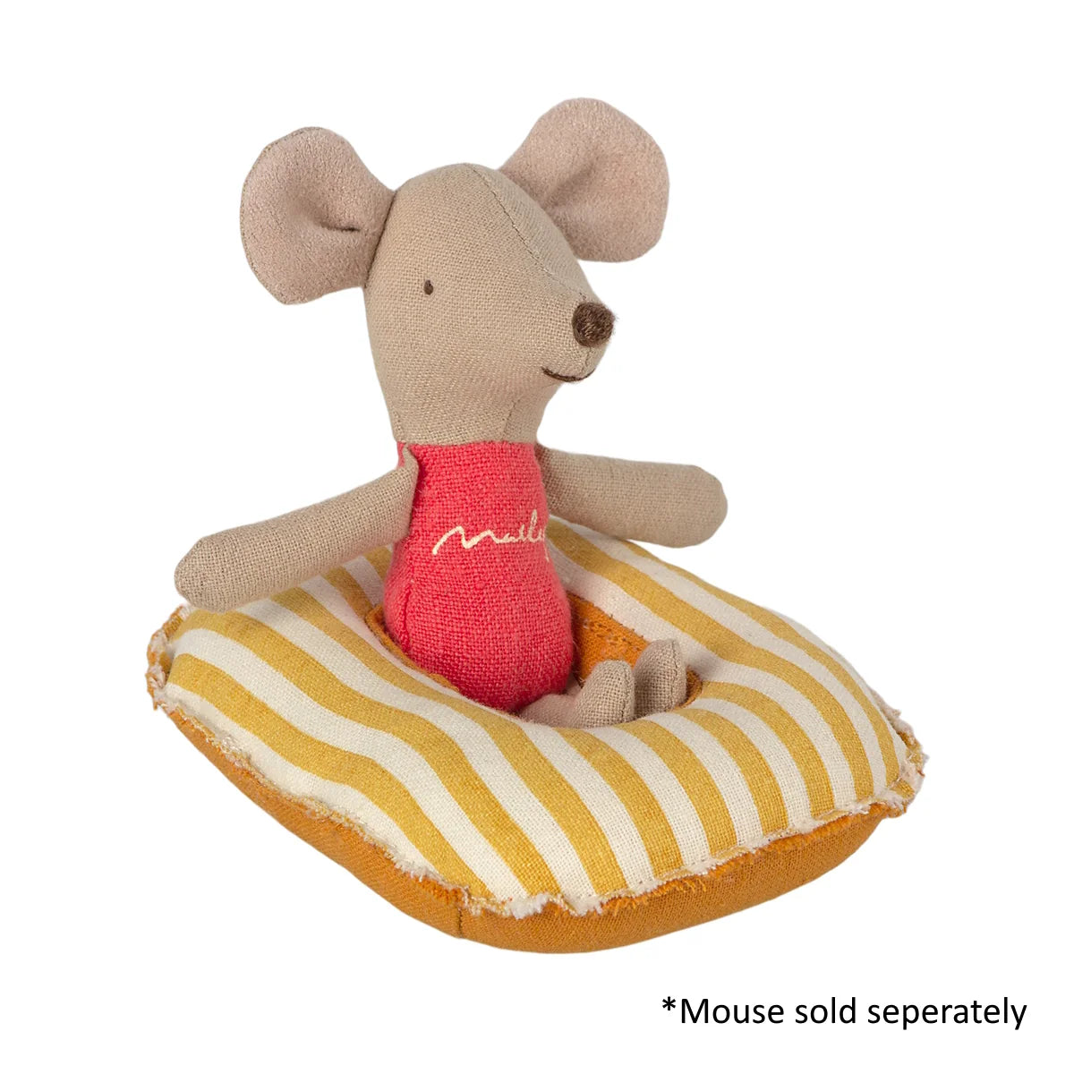 Maileg Small Rubber Boat Mouse Yellow Stripe