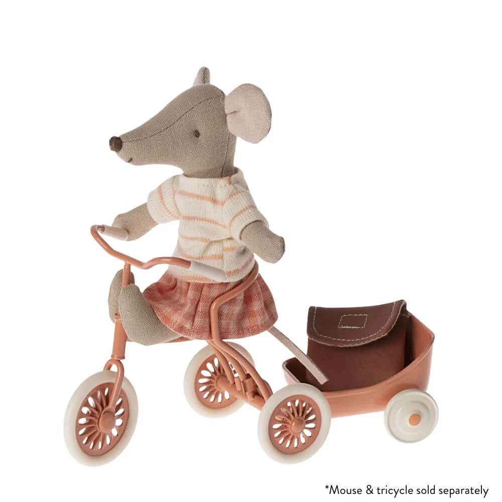 Maileg Tricycle Trailer Mouse Coral